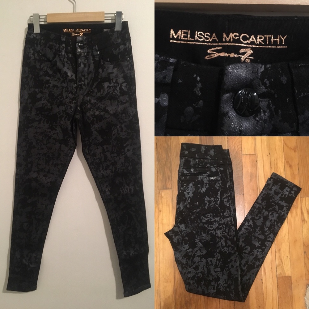 MELISSA MCCARTHY SEVEN7 COATED PENCIL JEANS Sz 2